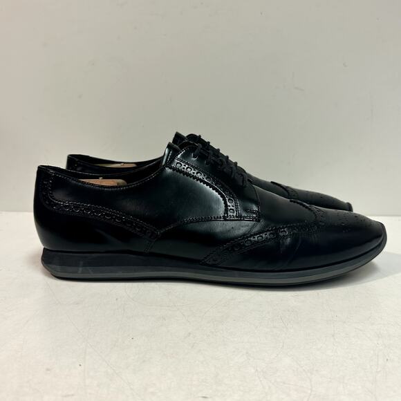 Prada Black Brushed Leather Wingtip Derby Dress Sneakers UK 9.5 EE / US 10.5 D main image 7